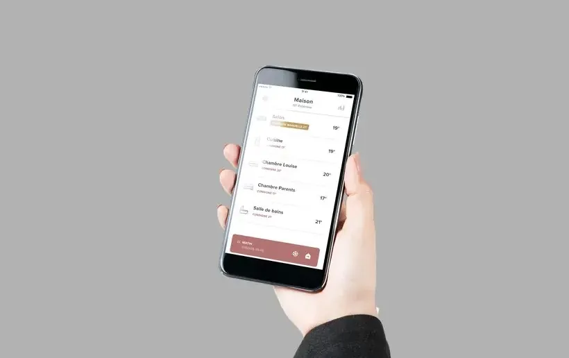 Intuis connect App Dasboard pour gérer le chauffage des pièces